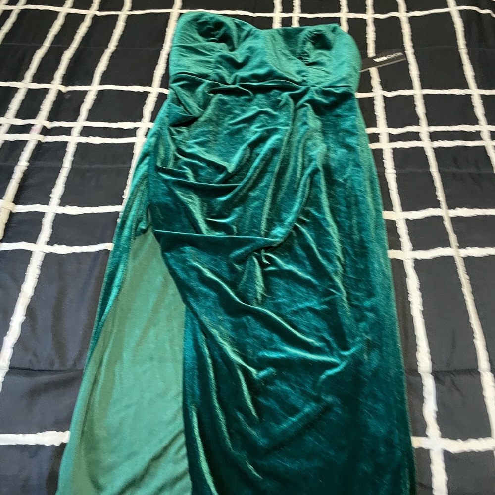 Fashion Nova Strapless Teal Dress